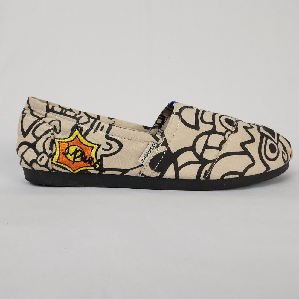 Joy & Mario J. Pierce Women’s Flat Slip On Shoe 8W Graphic Cartoon Black & Tan - Picture 12 of 12